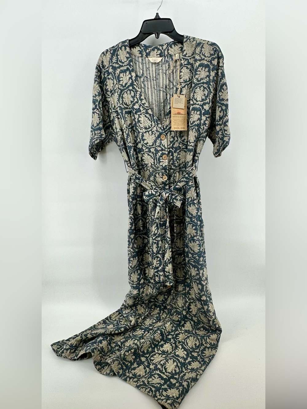 NWT Faherty Cotton Gauze Tranquil Tides Blue and Cream Floral Maxi Dress